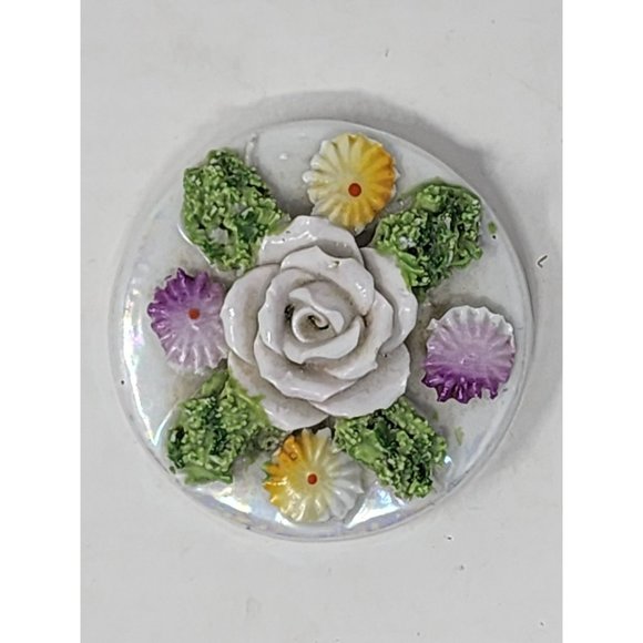 Vintage‎ Germany Small Hand Painted Trinket Boxes Luminescent Translucent Roses - Picture 6 of 11